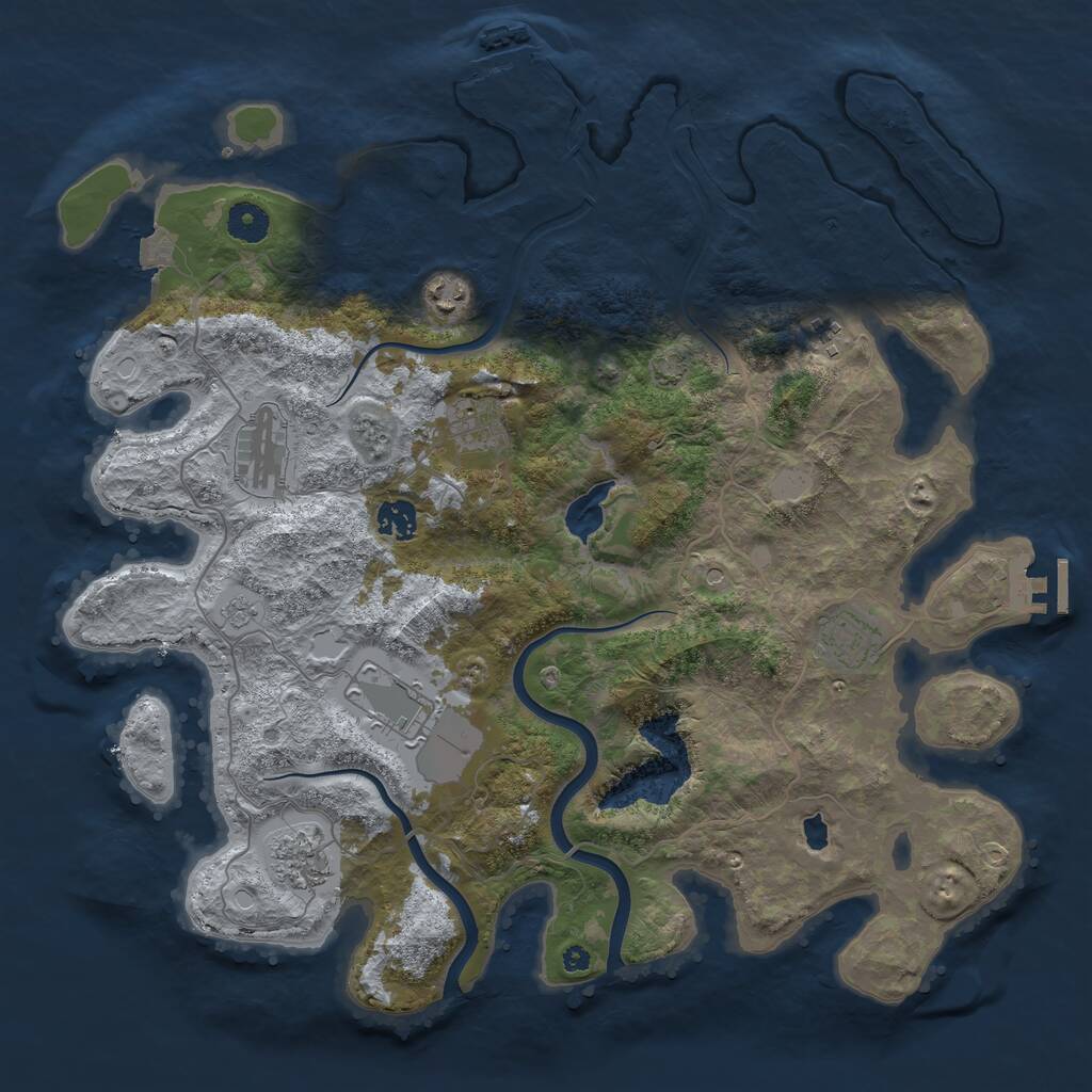 Rust Map: Procedural Map, Size: 4000, Seed: 954389541, 14 Monuments
