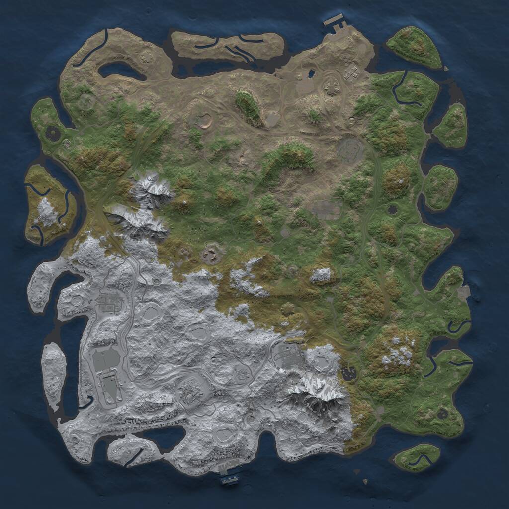 Rust Map: Procedural Map, Size: 5000, Seed: 4112021, 17 Monuments