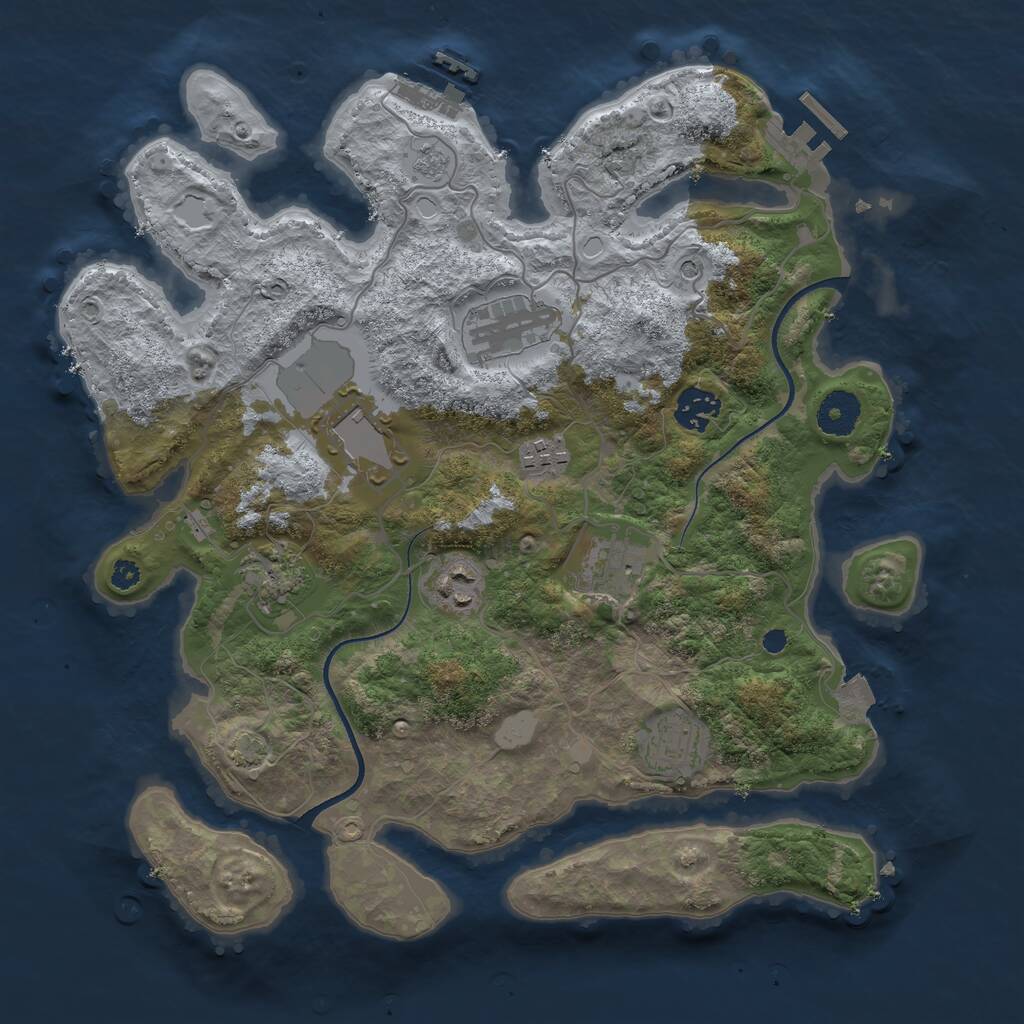 Rust Map: Procedural Map, Size: 3500, Seed: 849846, 14 Monuments