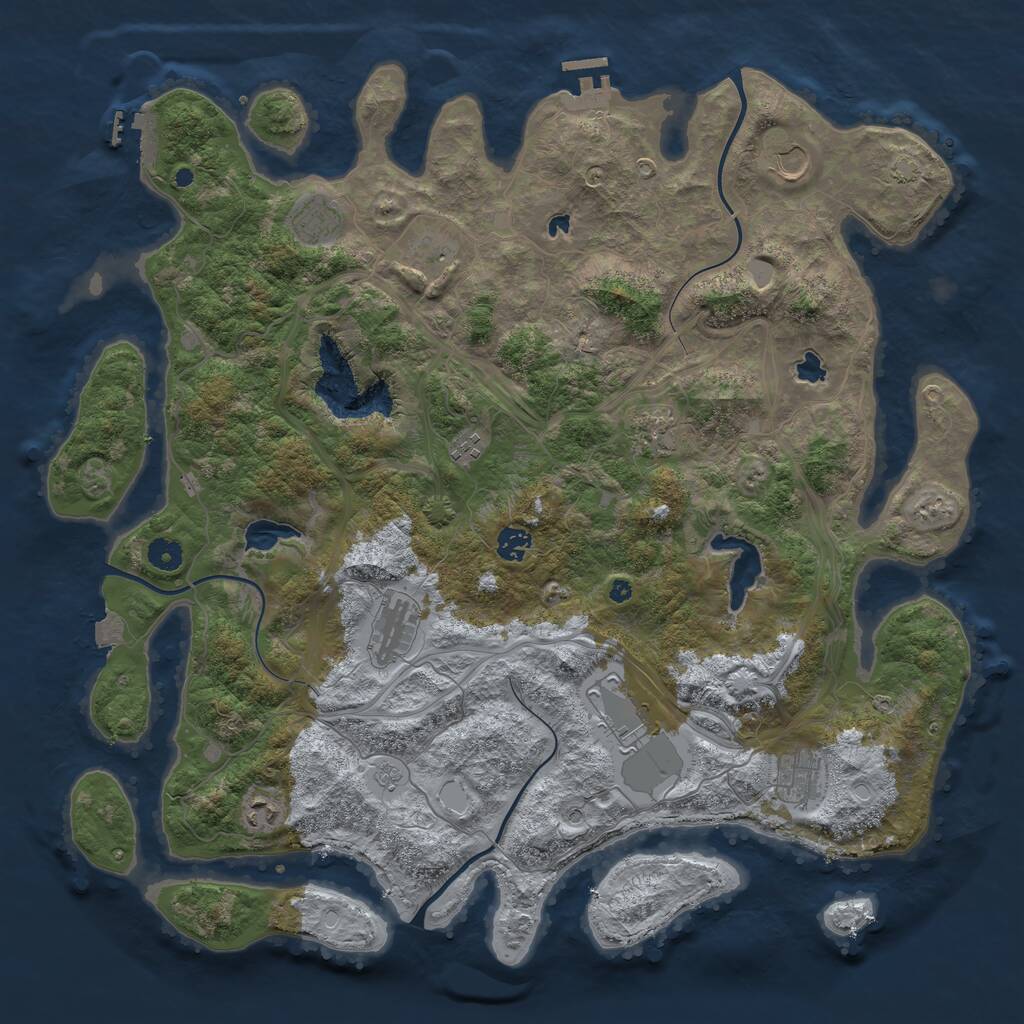 Rust Map: Procedural Map, Size: 4500, Seed: 36496, 16 Monuments
