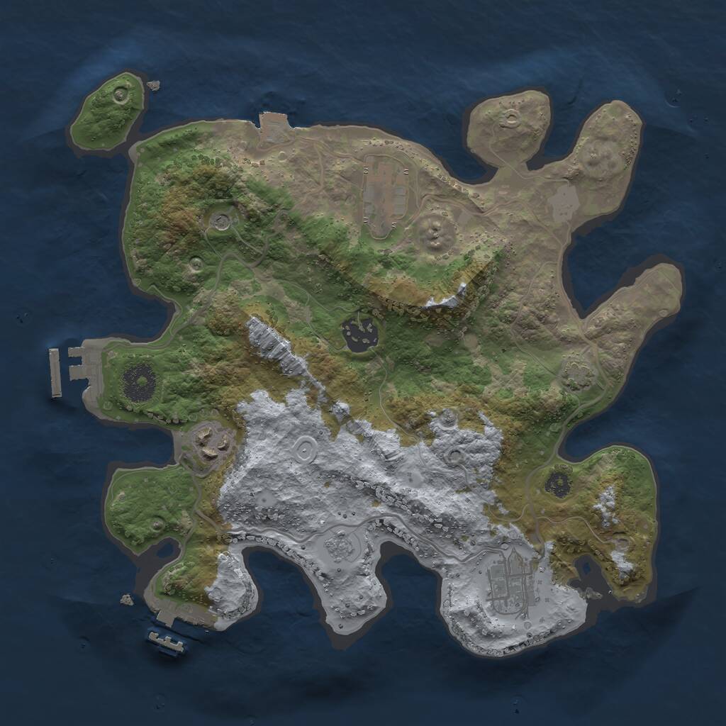 Rust Map: Procedural Map, Size: 3000, Seed: 892931, 10 Monuments