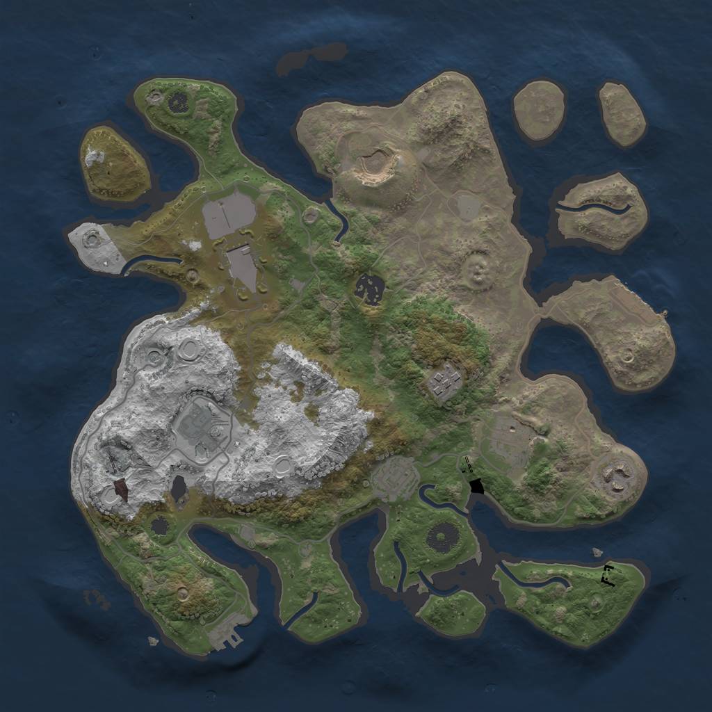 Rust Map: Procedural Map, Size: 3500, Seed: 1887172869, 16 Monuments