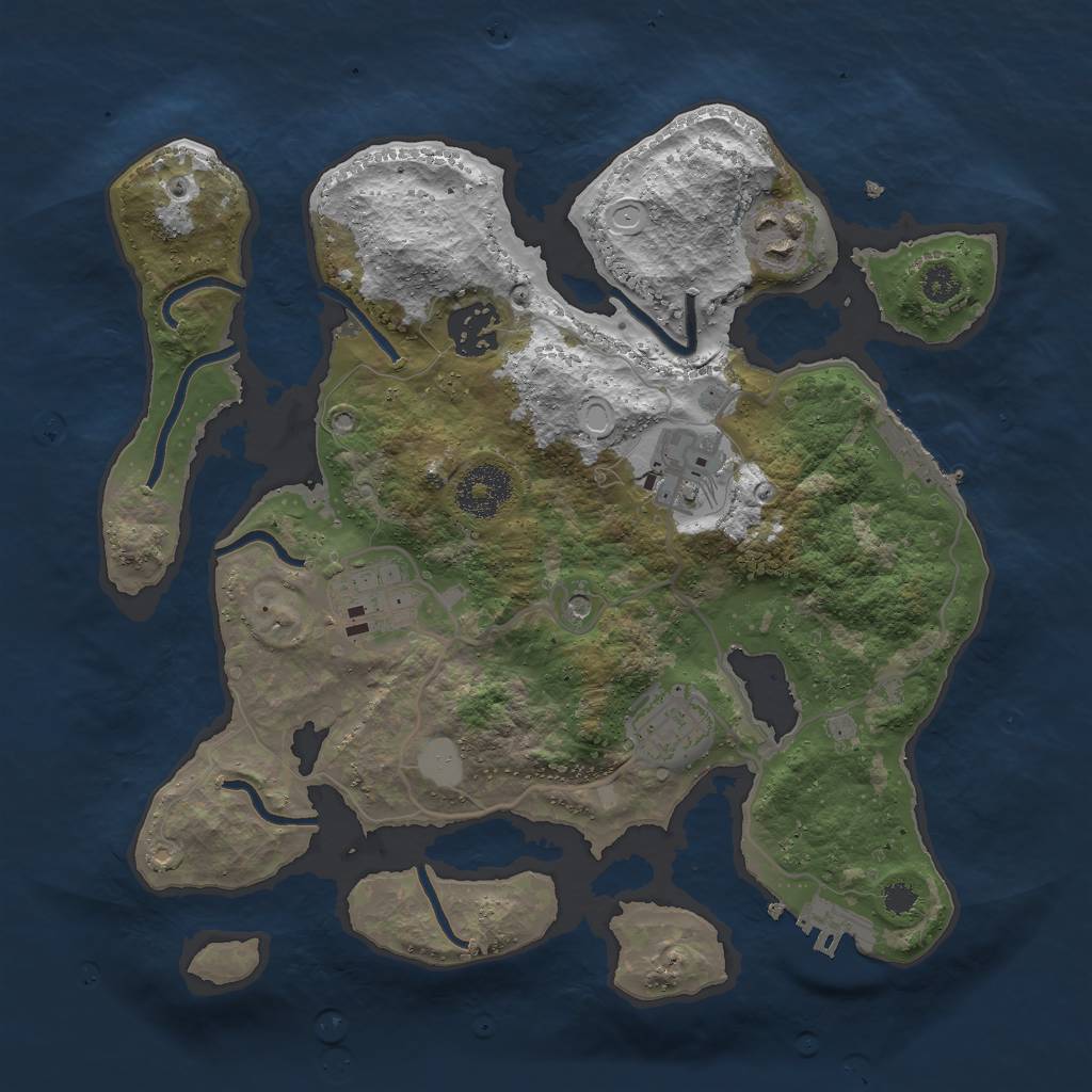 Rust Map: Procedural Map, Size: 3000, Seed: 397235, 13 Monuments