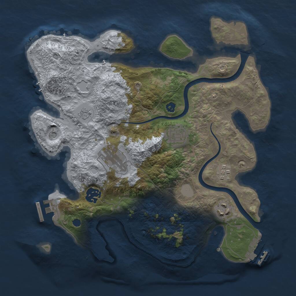 Rust Map: Procedural Map, Size: 3000, Seed: 970251, 10 Monuments