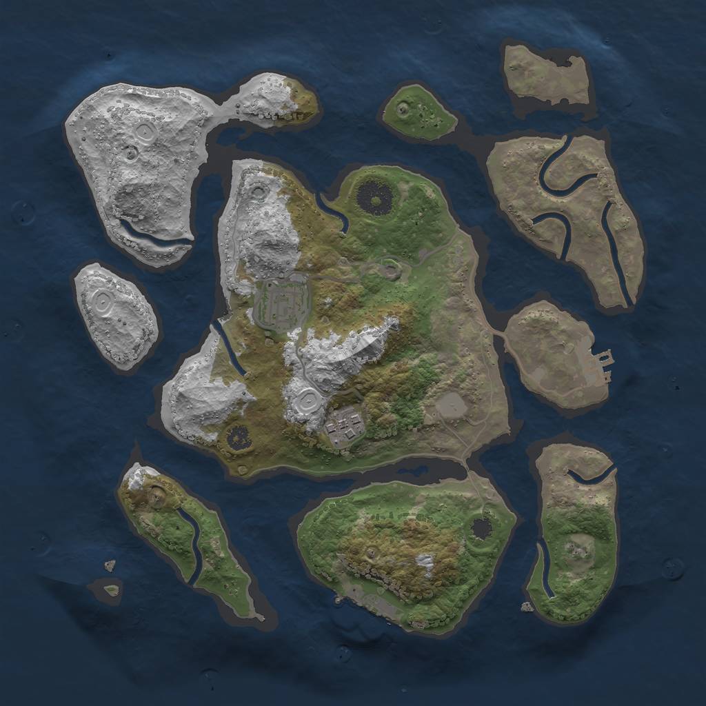 Rust Map: Procedural Map, Size: 3000, Seed: 970251, 9 Monuments