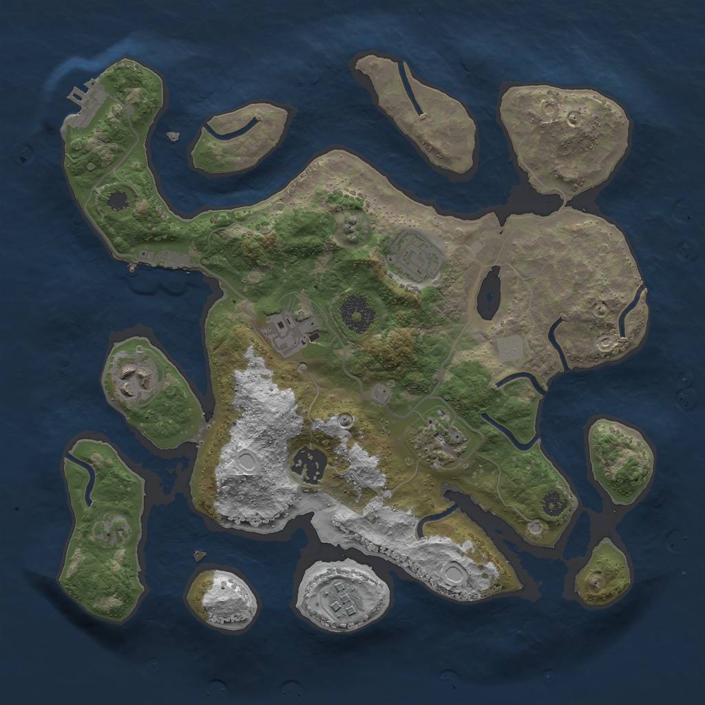 Rust Map: Procedural Map, Size: 3000, Seed: 143308, 13 Monuments