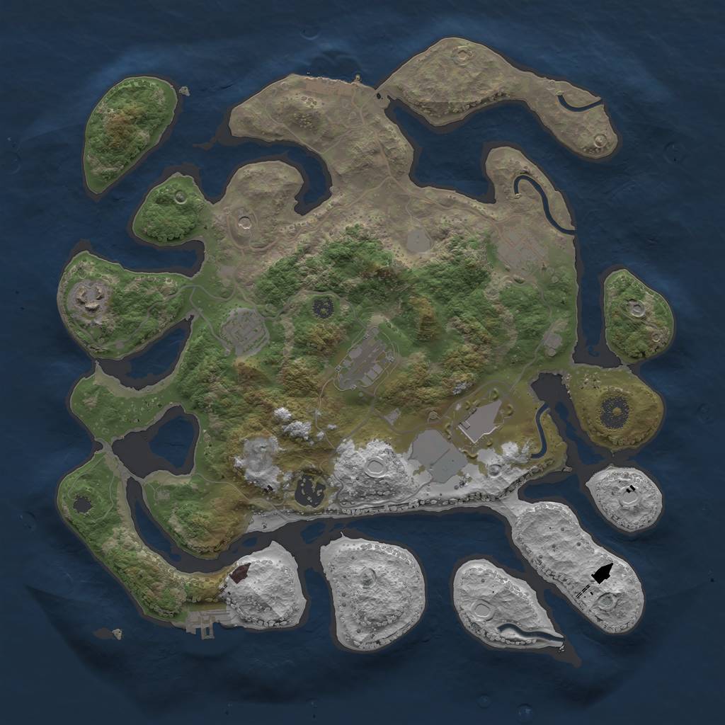 Rust Map: Procedural Map, Size: 3500, Seed: 24754, 14 Monuments