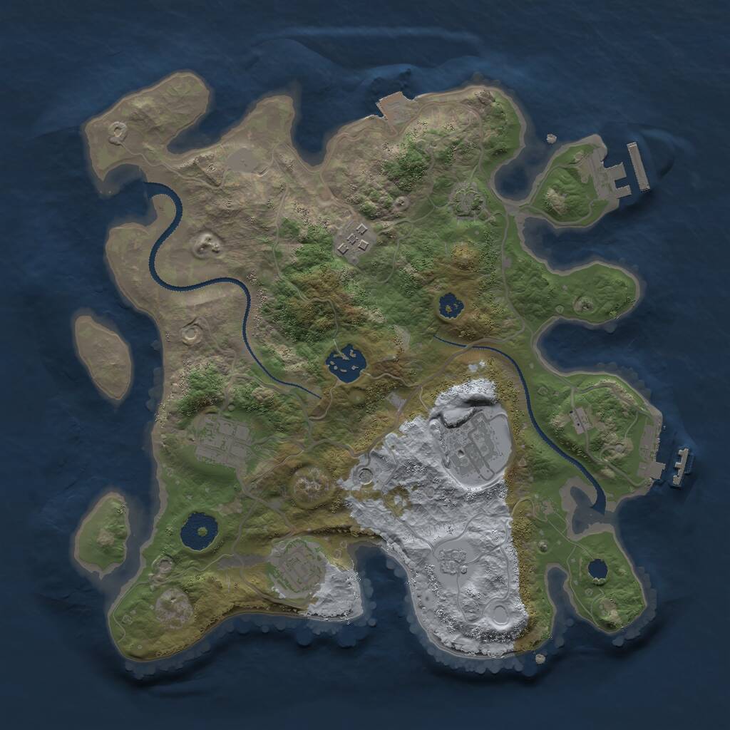 Rust Map: Procedural Map, Size: 3000, Seed: 1883193783, 11 Monuments