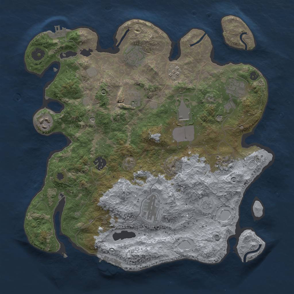 Rust Map: Procedural Map, Size: 3500, Seed: 164072322, 16 Monuments