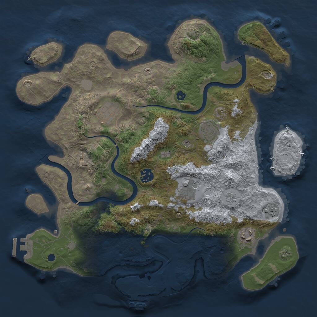 Rust Map: Procedural Map, Size: 3400, Seed: 30711, 12 Monuments