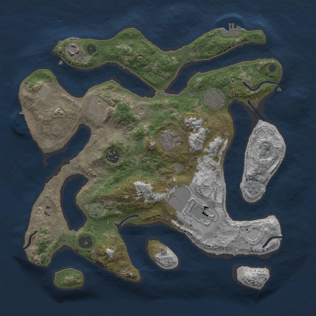 Rust Map: Procedural Map, Size: 3500, Seed: 5774, 15 Monuments