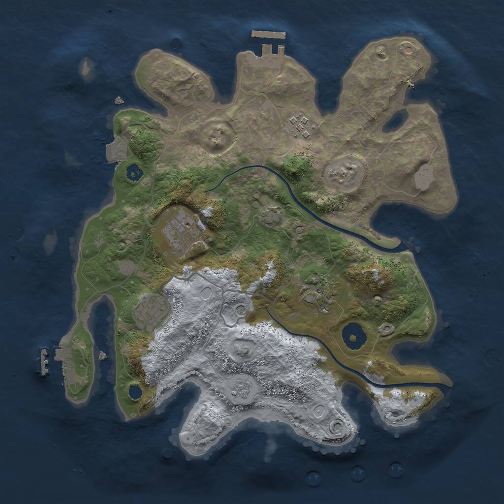 Rust Map: Procedural Map, Size: 3000, Seed: 727103, 10 Monuments