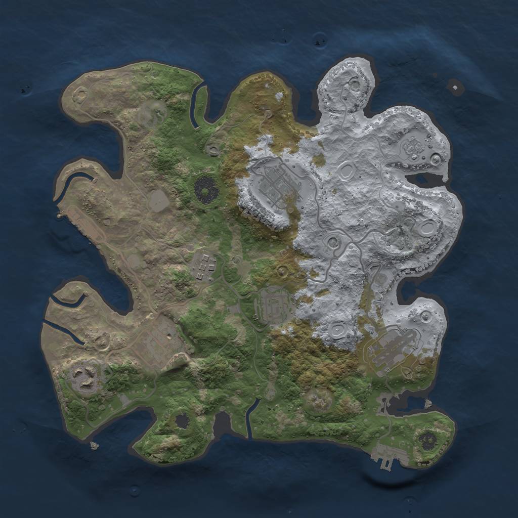 Rust Map: Procedural Map, Size: 3000, Seed: 5393, 13 Monuments