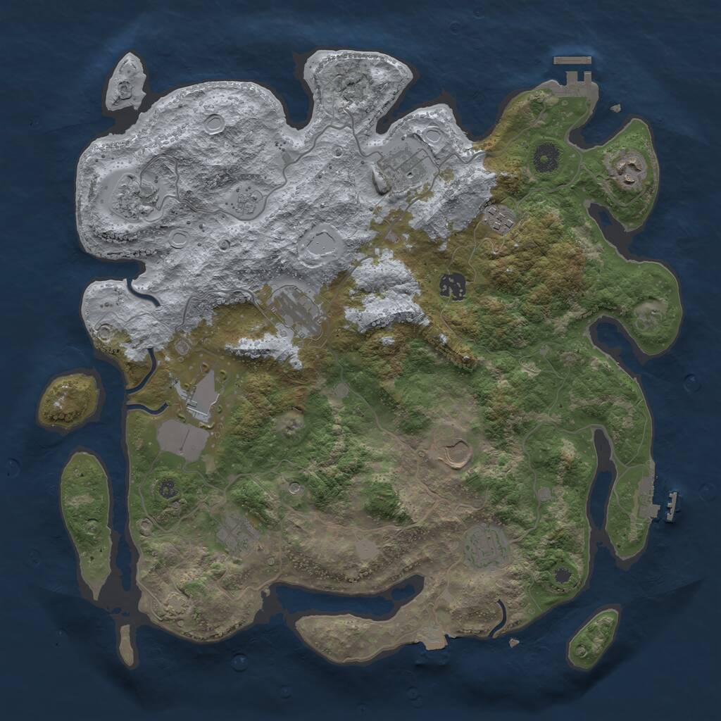 Rust Map: Procedural Map, Size: 3850, Seed: 841423688, 16 Monuments