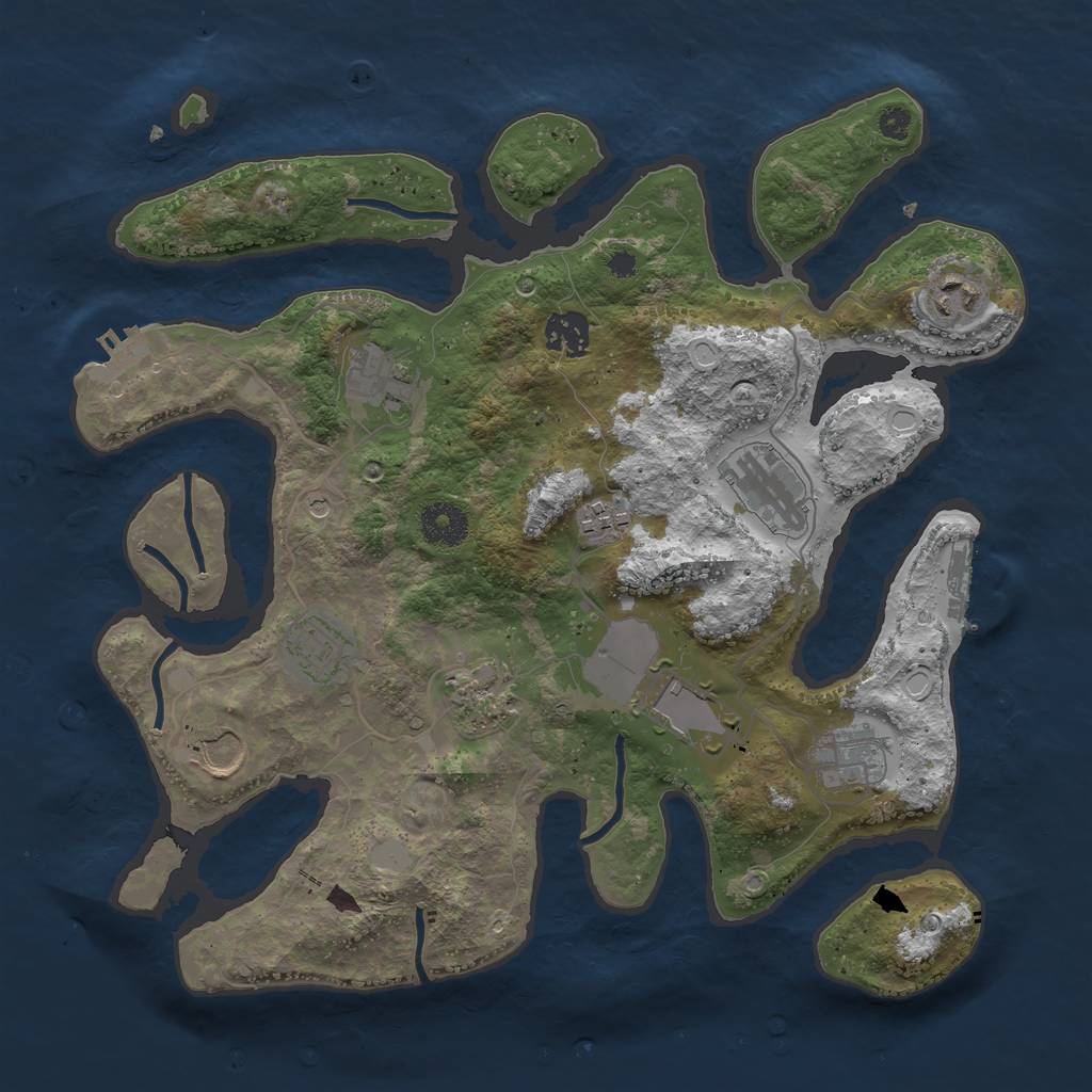 Rust Map: Procedural Map, Size: 3500, Seed: 409858496, 18 Monuments