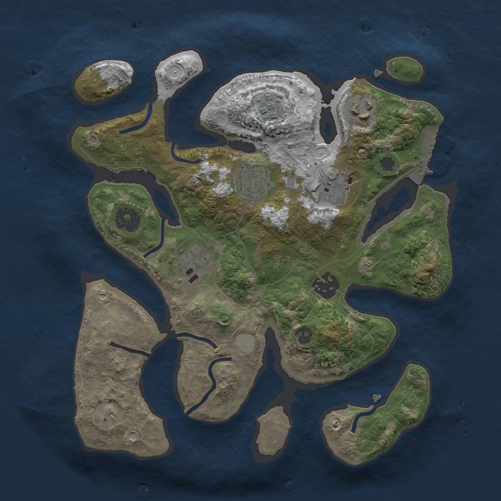 Rust Map: Procedural Map, Size: 3000, Seed: 1678238058, 12 Monuments