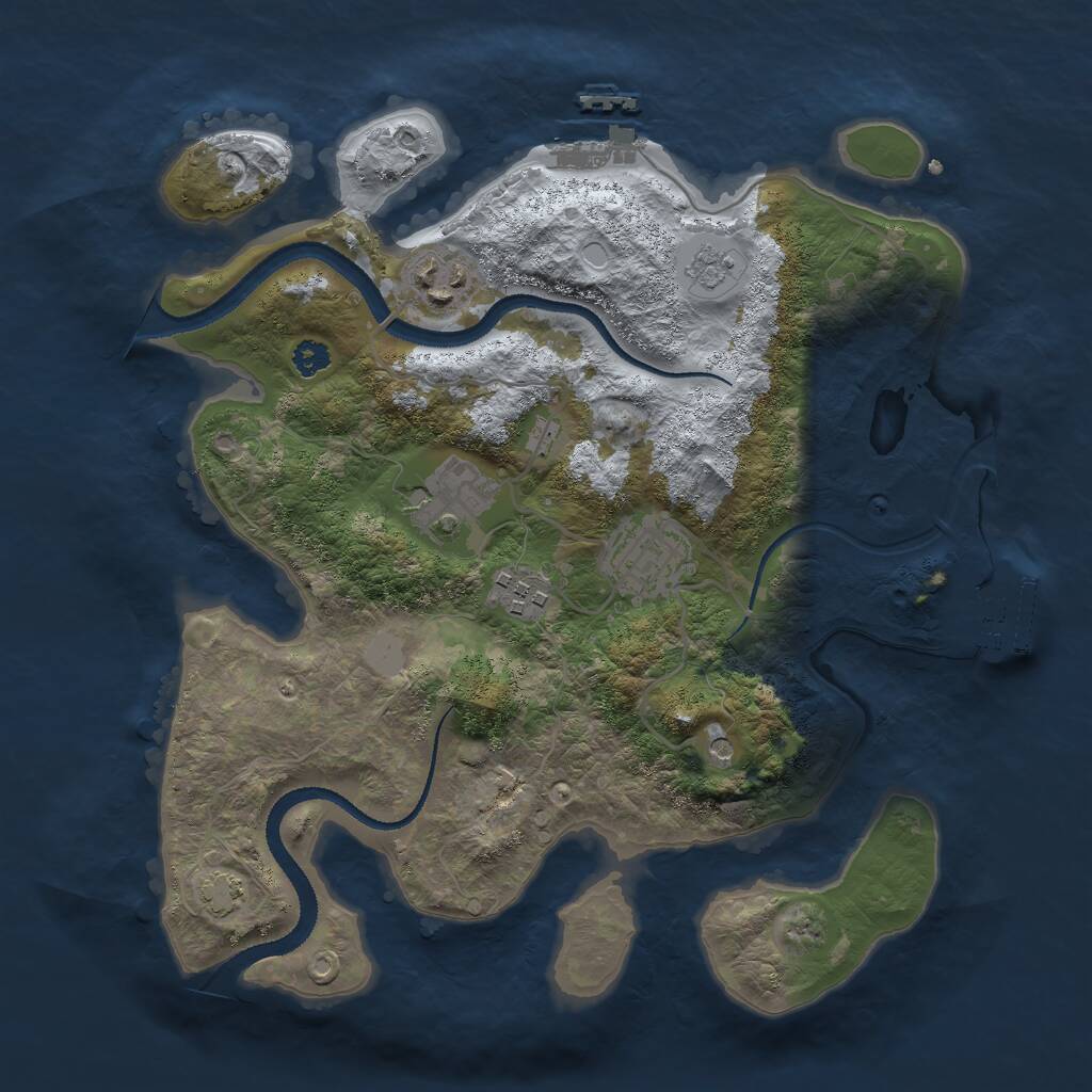 Rust Map: Procedural Map, Size: 3000, Seed: 1678238058, 10 Monuments