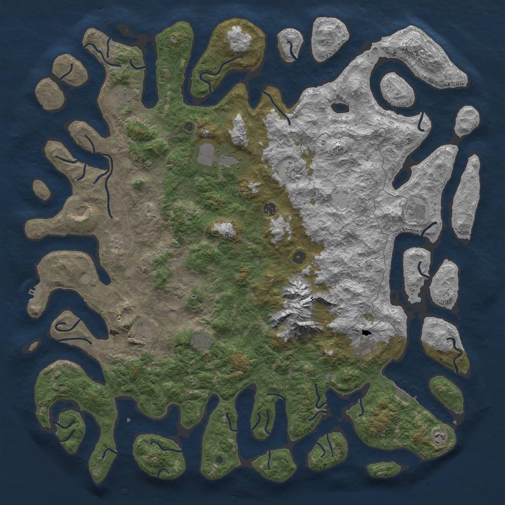 Rust Map: Procedural Map, Size: 6000, Seed: 45678, 19 Monuments