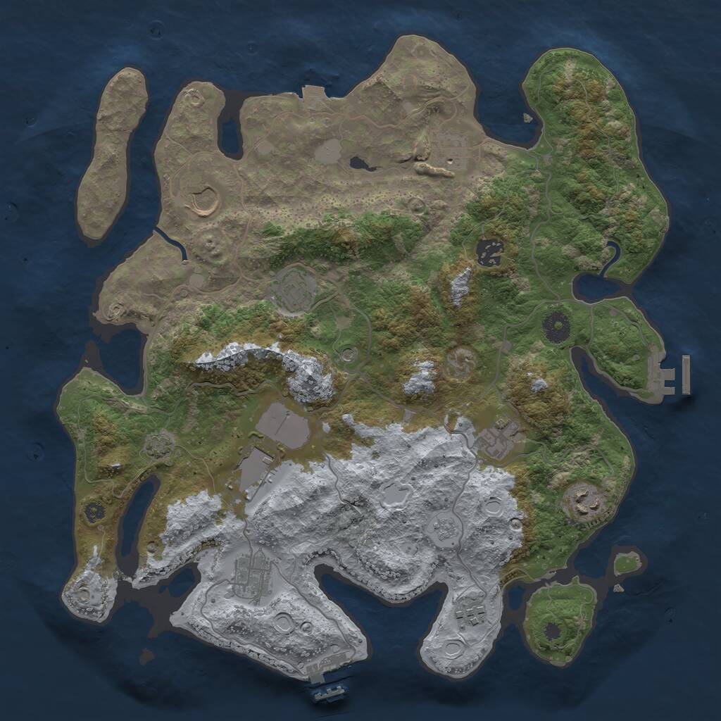 Rust Map: Procedural Map, Size: 3700, Seed: 599916385, 15 Monuments