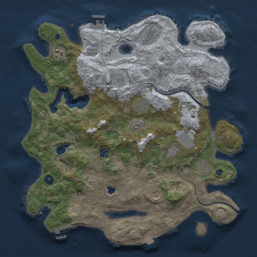 Rust Map: Procedural Map, Size: 4000, Seed: 115555, 15 Monuments