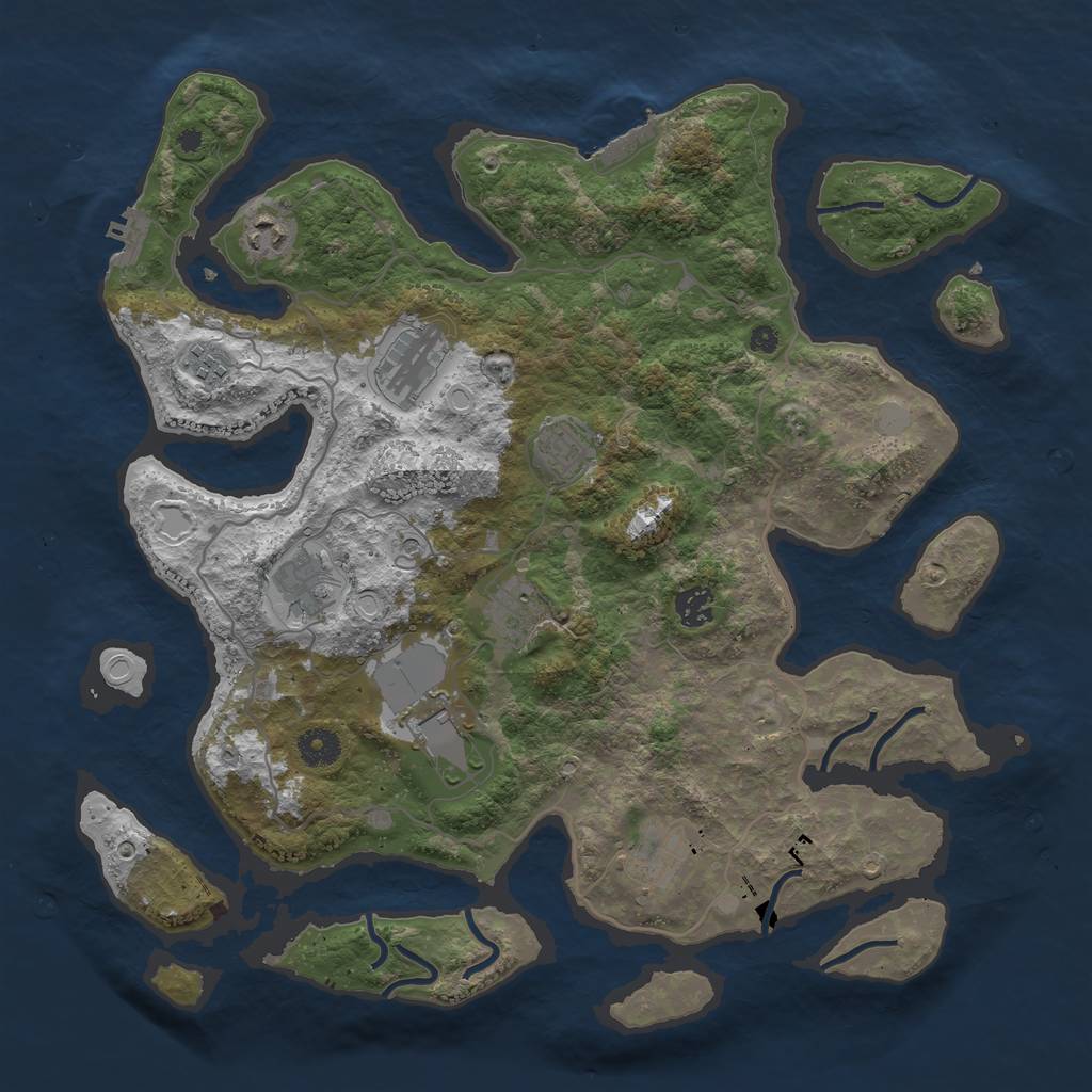 Rust Map: Procedural Map, Size: 4000, Seed: 197621061, 17 Monuments