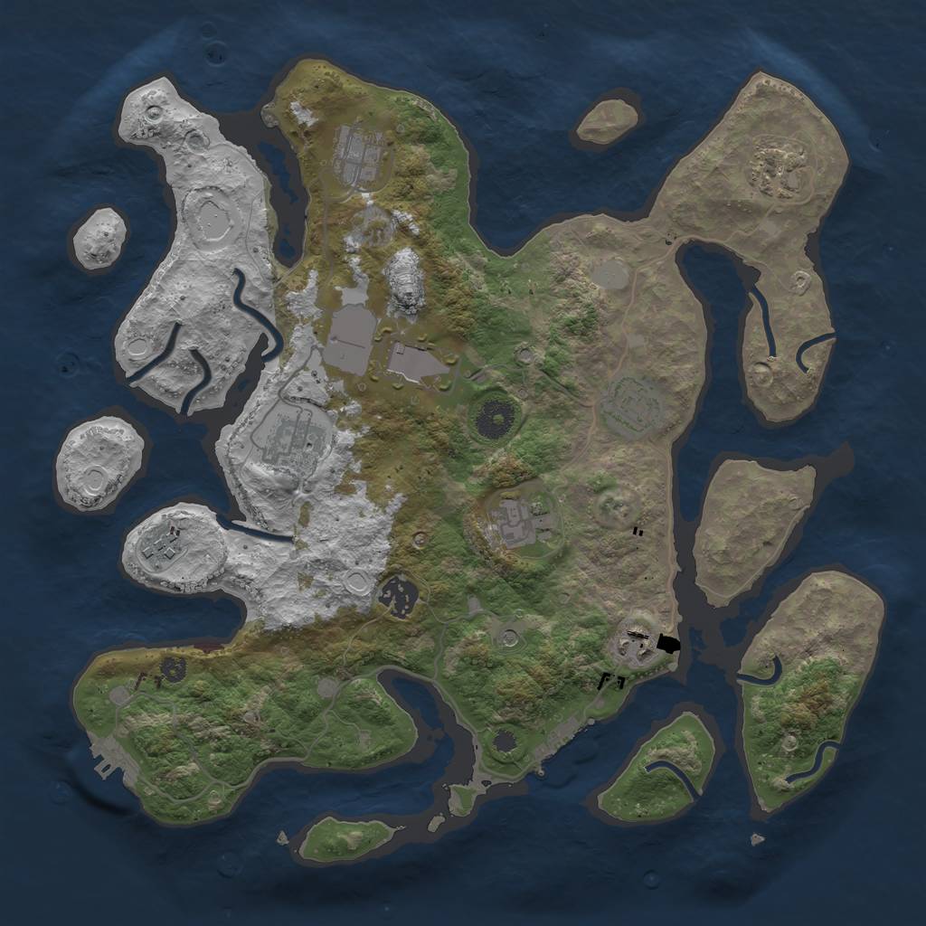 Rust Map: Procedural Map, Size: 3600, Seed: 1766327313, 17 Monuments