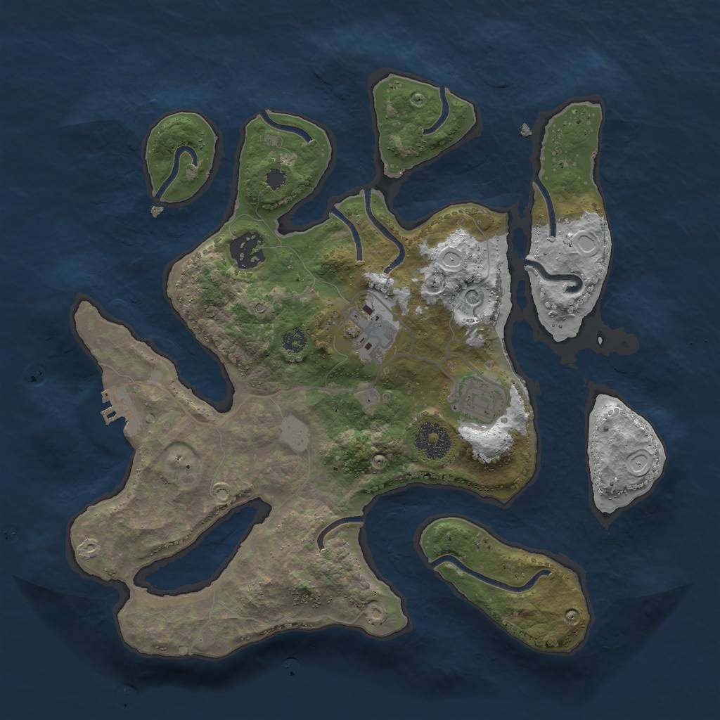 Rust Map: Procedural Map, Size: 3000, Seed: 209818, 10 Monuments