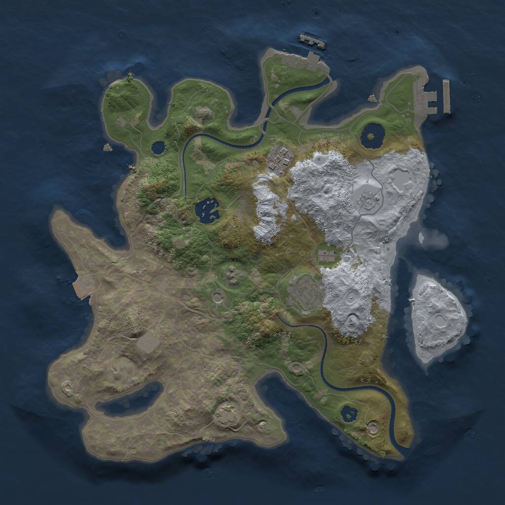 Rust Map: Procedural Map, Size: 3000, Seed: 209818, 9 Monuments
