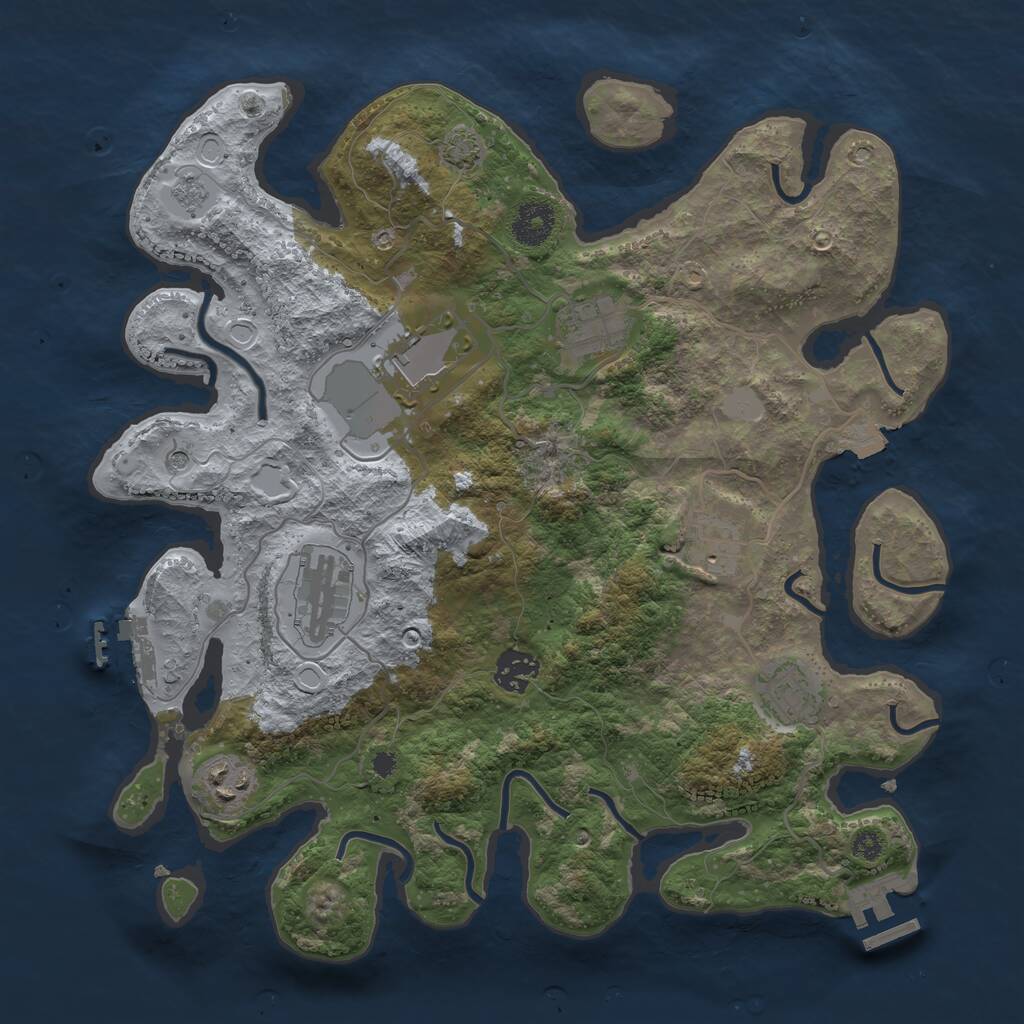 Rust Map: Procedural Map, Size: 3500, Seed: 942056440, 13 Monuments