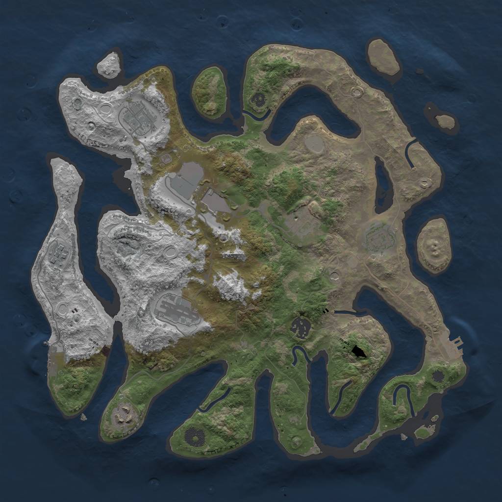 Rust Map: Procedural Map, Size: 3700, Seed: 108885796, 16 Monuments