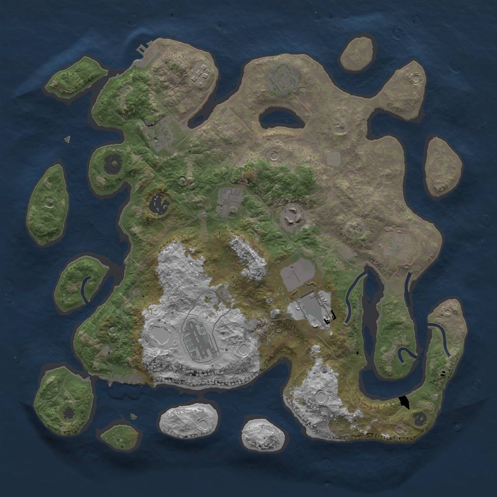 Rust Map: Procedural Map, Size: 3750, Seed: 88565604, 17 Monuments