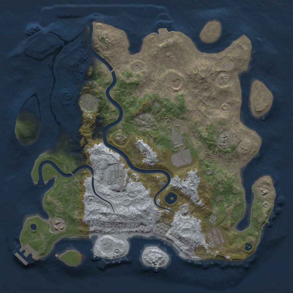 Rust Map: Procedural Map, Size: 3750, Seed: 88565604, 13 Monuments