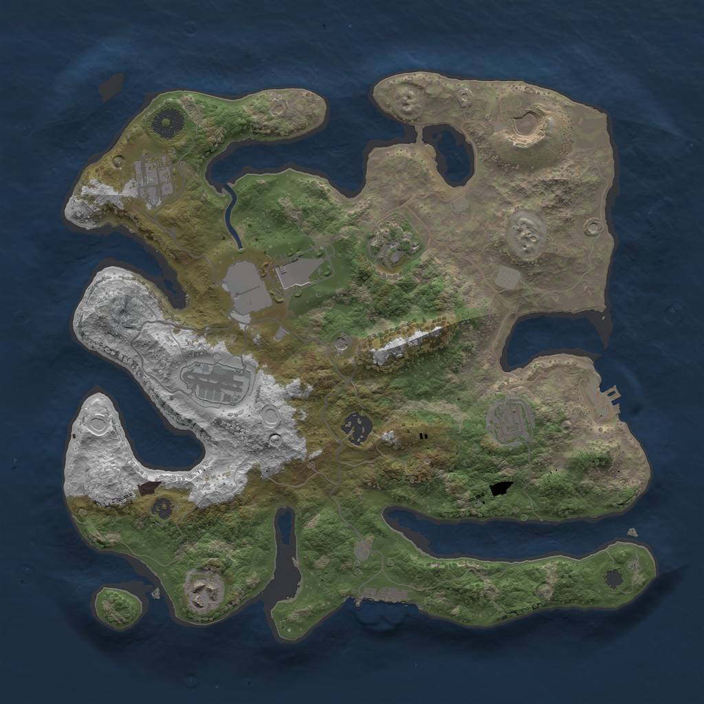 Rust Map: Procedural Map, Size: 3500, Seed: 244960302, 16 Monuments