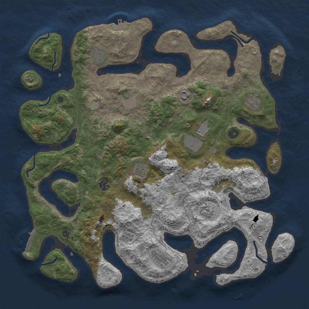 Rust Map: Procedural Map, Size: 4500, Seed: 1795099321, 18 Monuments