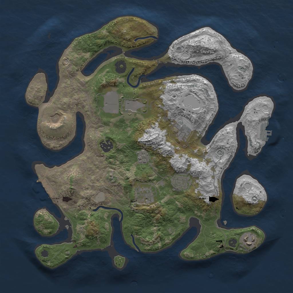 Rust Map: Procedural Map, Size: 3501, Seed: 11857, 16 Monuments