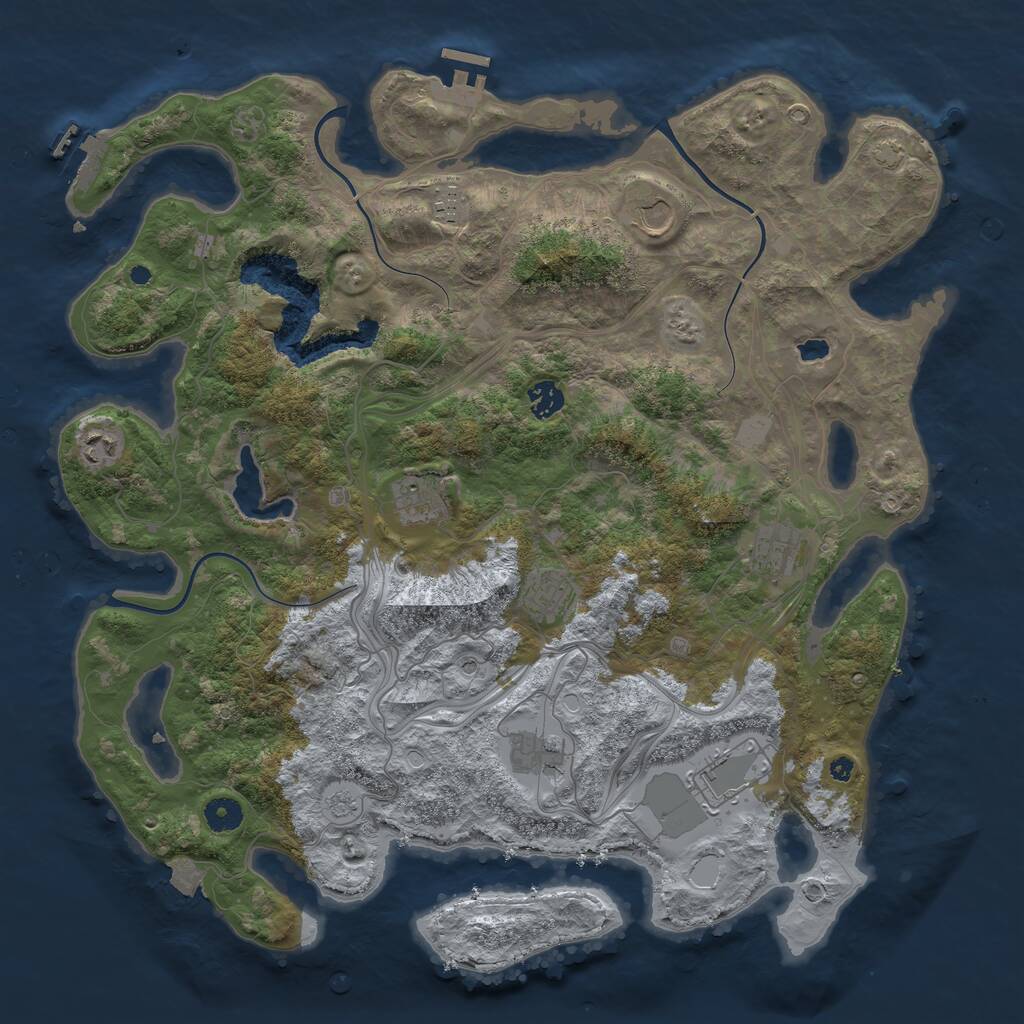 Rust Map: Procedural Map, Size: 4250, Seed: 1221975344, 15 Monuments