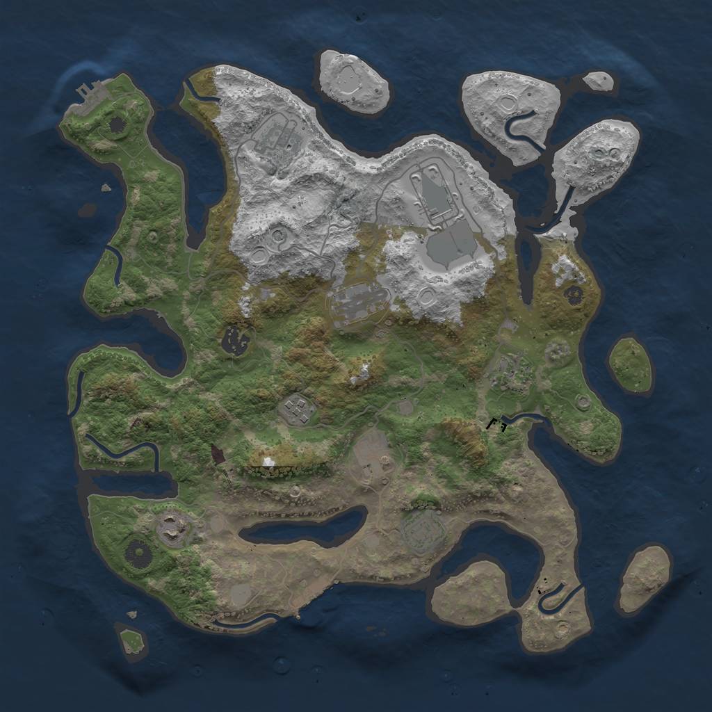 Rust Map: Procedural Map, Size: 3850, Seed: 1896323359, 17 Monuments