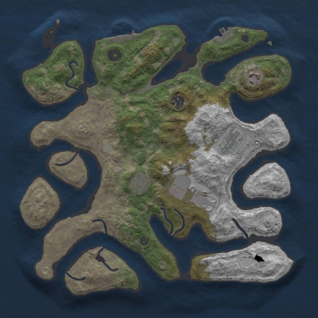 Rust Map: Procedural Map, Size: 3500, Seed: 1175, 12 Monuments