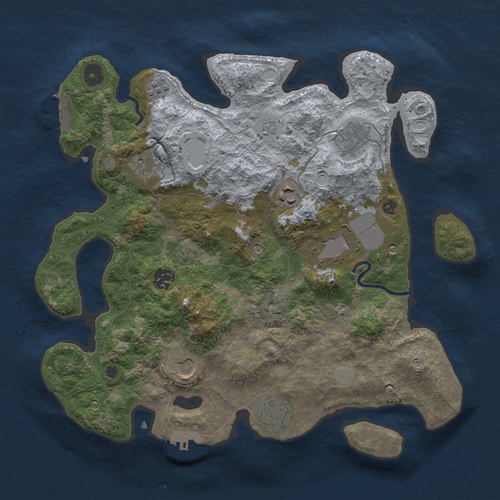 Rust Map: Procedural Map, Size: 3550, Seed: 222521139, 15 Monuments