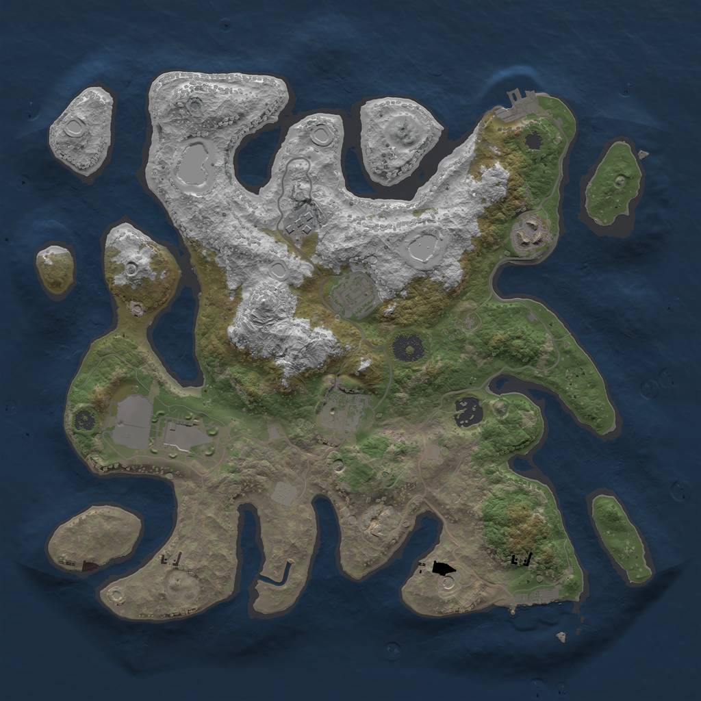 Rust Map: Procedural Map, Size: 3500, Seed: 2102055170, 14 Monuments