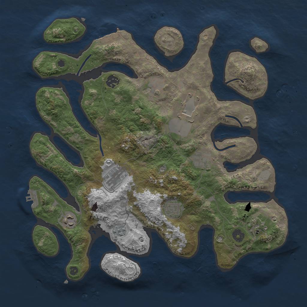 Rust Map: Procedural Map, Size: 3700, Seed: 961336579, 17 Monuments