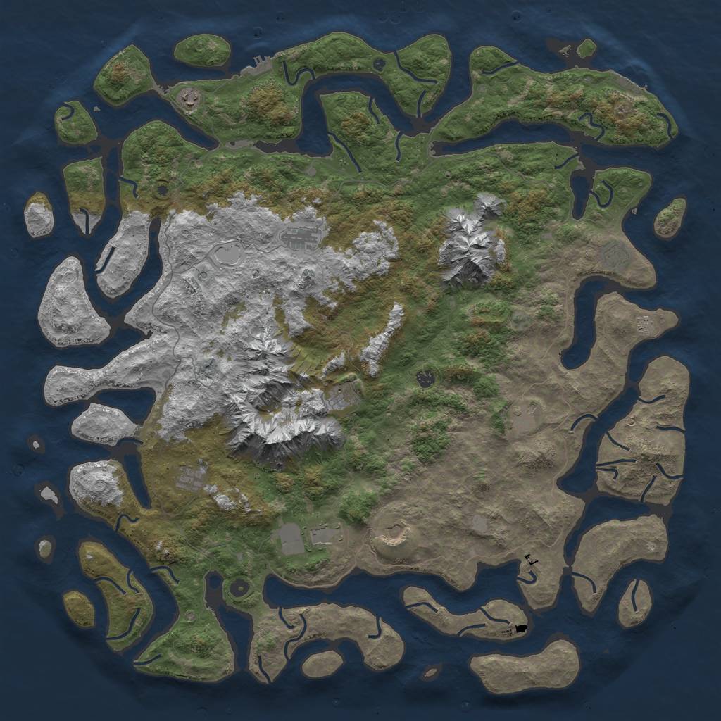 Rust Map: Procedural Map, Size: 6000, Seed: 9535989, 18 Monuments
