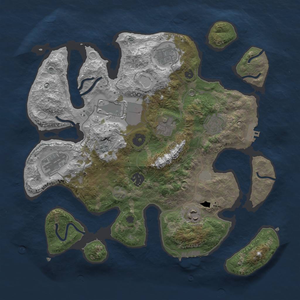 Rust Map: Procedural Map, Size: 3500, Seed: 712322412, 15 Monuments