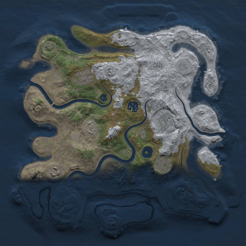 Rust Map: Procedural Map, Size: 3300, Seed: 407946086, 10 Monuments