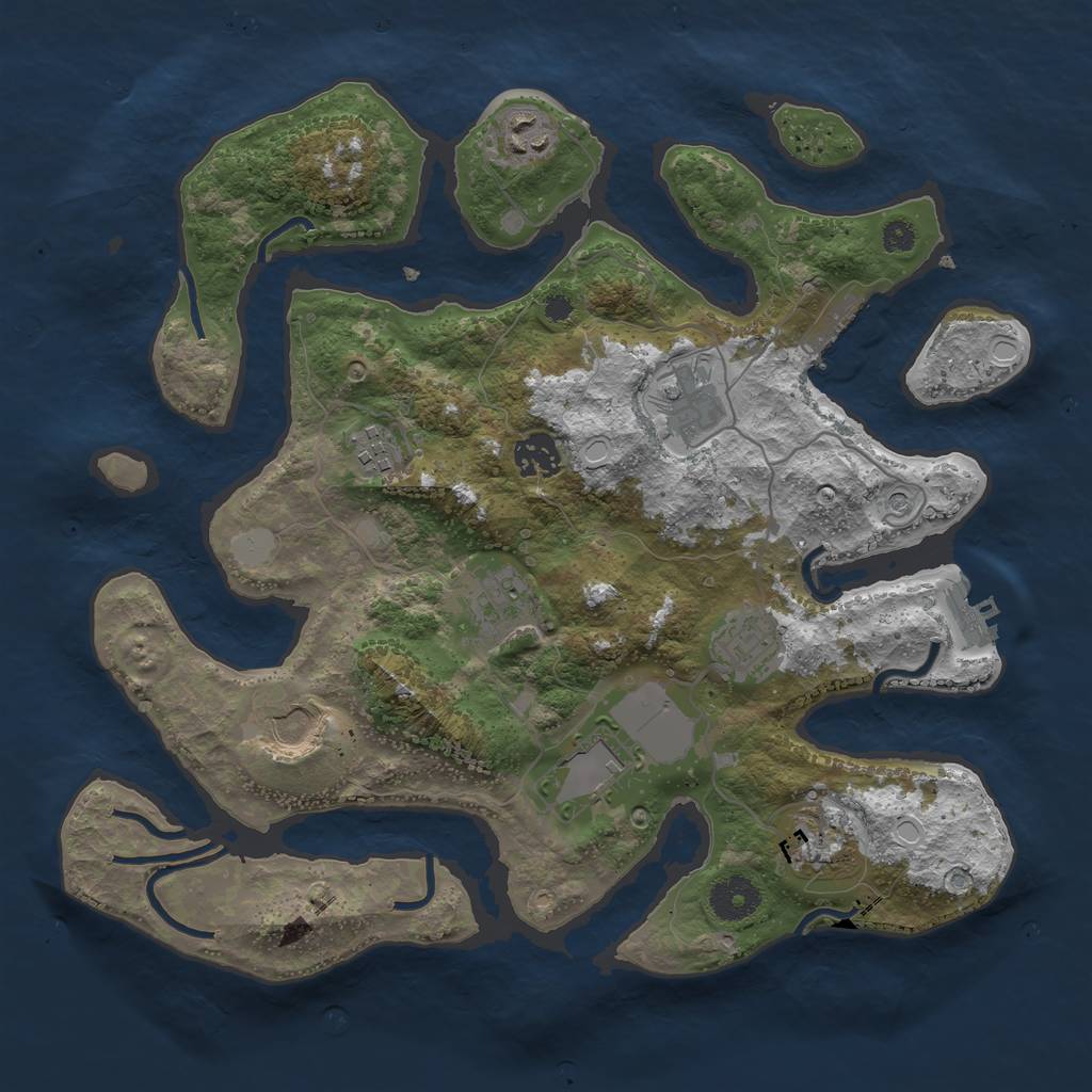 Rust Map: Procedural Map, Size: 3500, Seed: 583745204, 17 Monuments