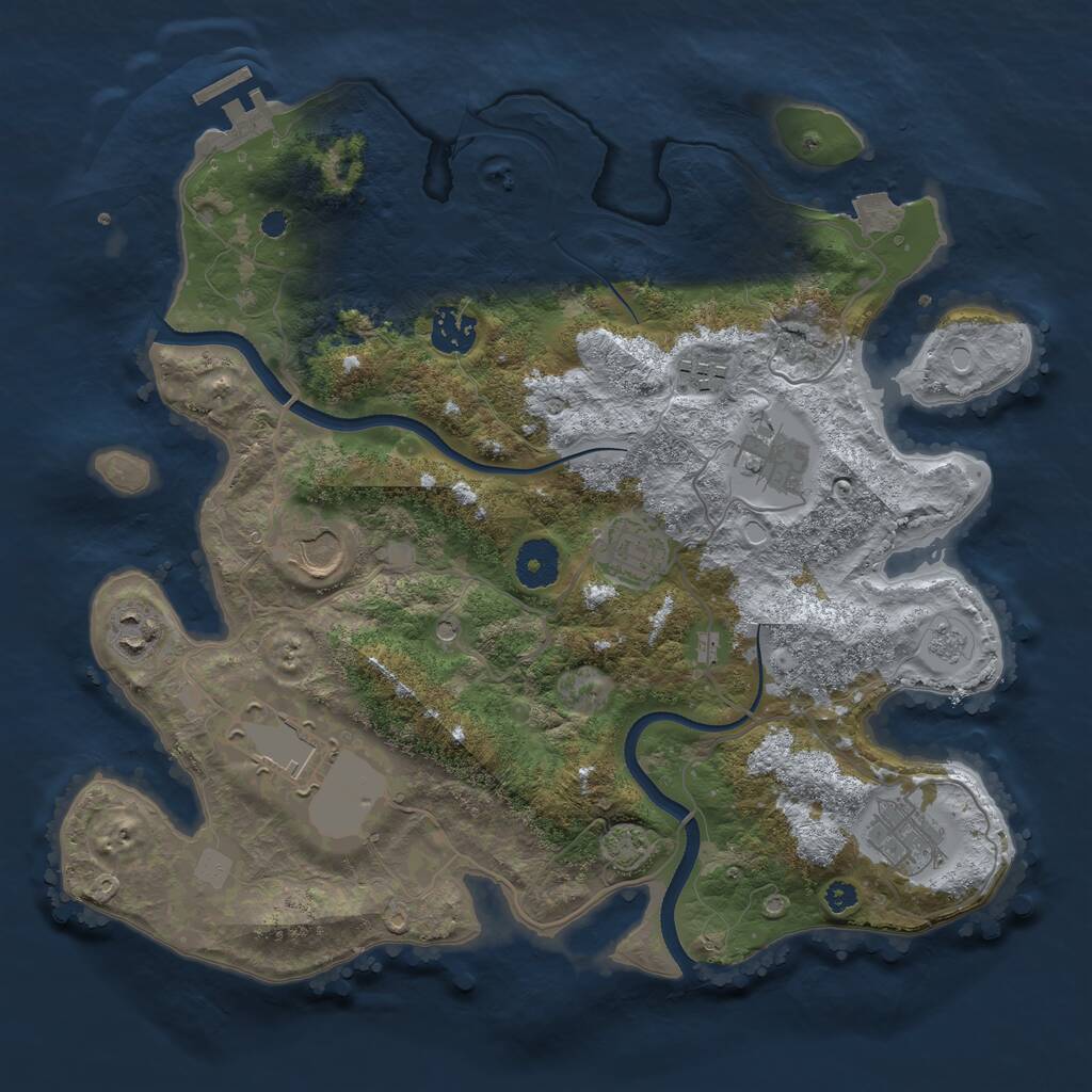 Rust Map: Procedural Map, Size: 3500, Seed: 583745204, 13 Monuments