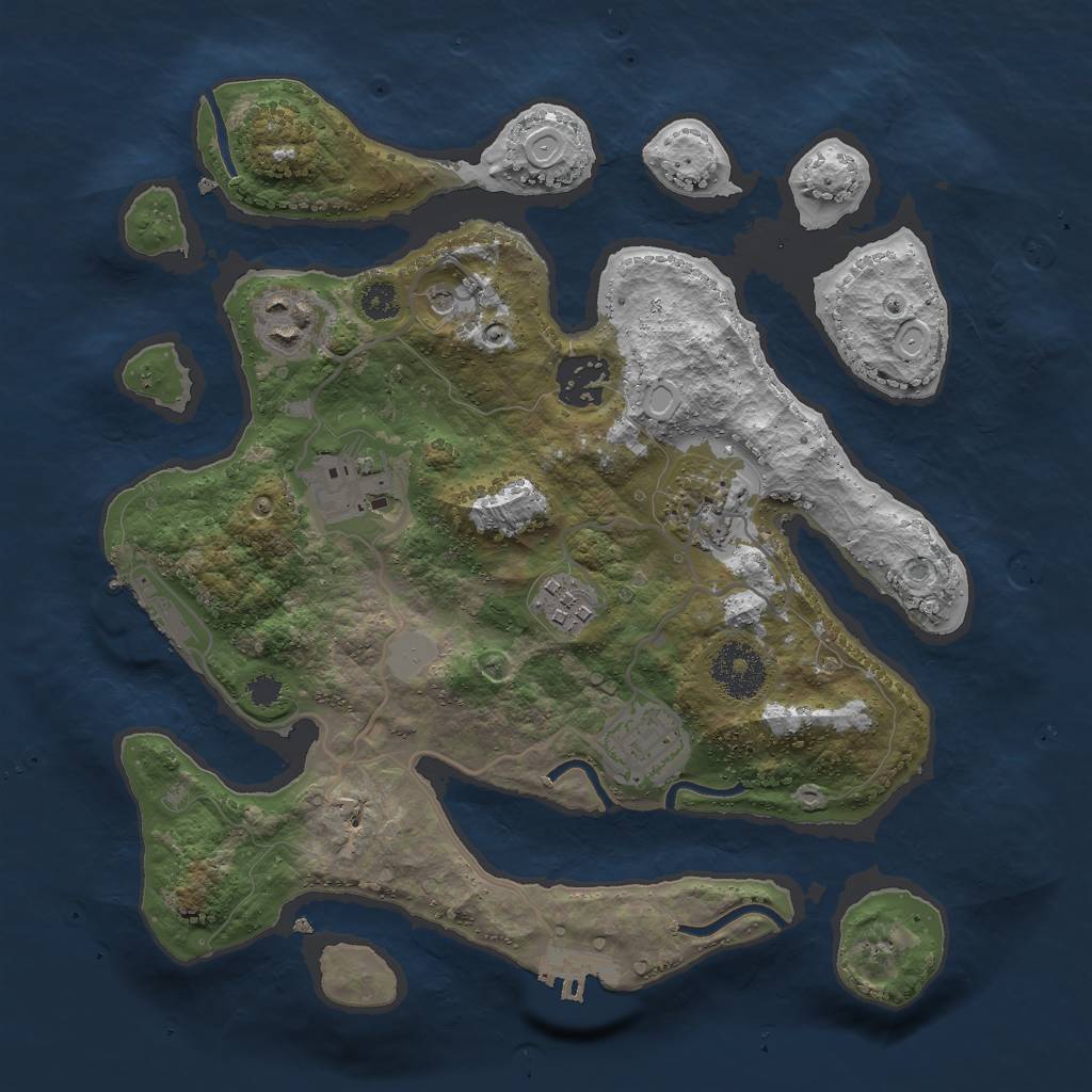 Rust Map: Procedural Map, Size: 3000, Seed: 1904699360, 14 Monuments