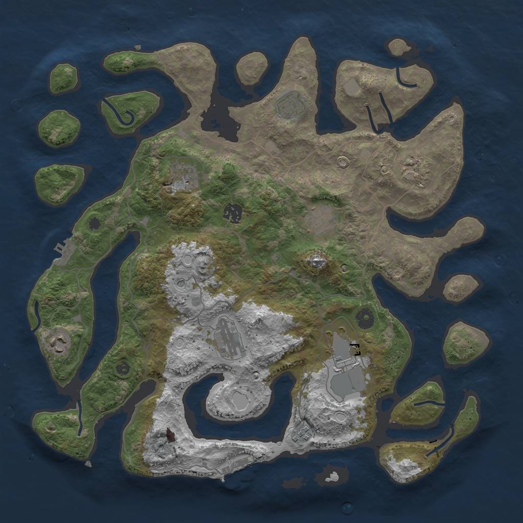 Rust Map: Procedural Map, Size: 4000, Seed: 197364049, 17 Monuments