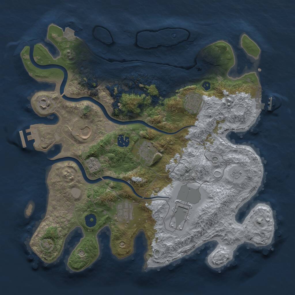 Rust Map: Procedural Map, Size: 3500, Seed: 72565, 14 Monuments