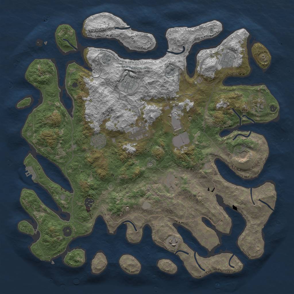 Rust Map: Procedural Map, Size: 4500, Seed: 907052286, 18 Monuments